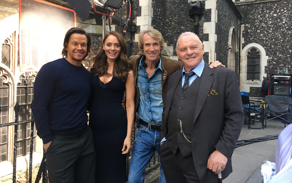 Mark Wahlberg, Laura Haddock, Michael Bay, and Sir Anthony Hopkins