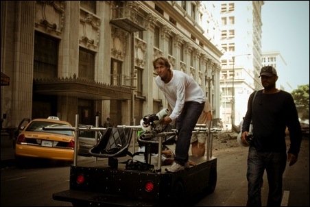 Michael Bay on the set of Transformers